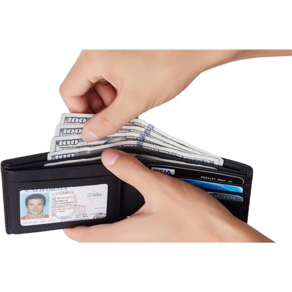 Wallet for Men, Trifold RFID Blocking Mens Wallet, 12 Credit Card Holder - Picture 5 of 8